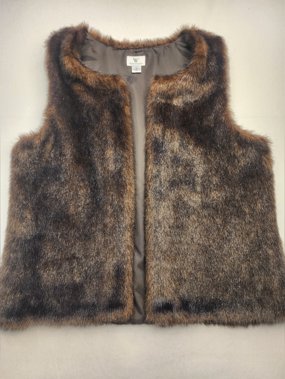 Vintage Worthingon Faux Fur Chocolate Brown Vest Like New Size Med Soft Festival